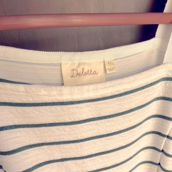 Peplum Top - green and cream stripe (XS) - Picture 3 of 3